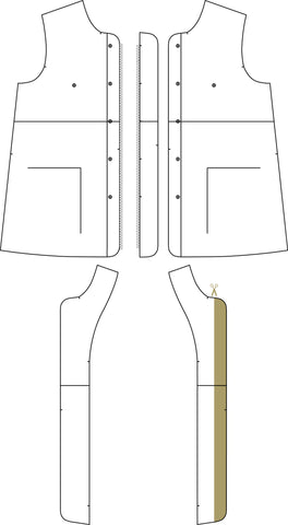 Cutting Layout for Front and Front Facing pieces to add a concealed zipper to the Pixie Coat
