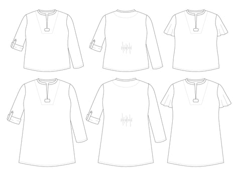 Breeze Shirt PDF Sewing PAttern view diagrams sizes 14-38