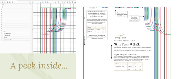 A peek inside a T+T projector file - featuring multiple calibration grids, stroked lines, unfolded pattern pieces and more, as outlined above