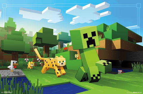Minecraft - Ocelot Chase Game Poster 22x34 RP15038 UPC882663050383