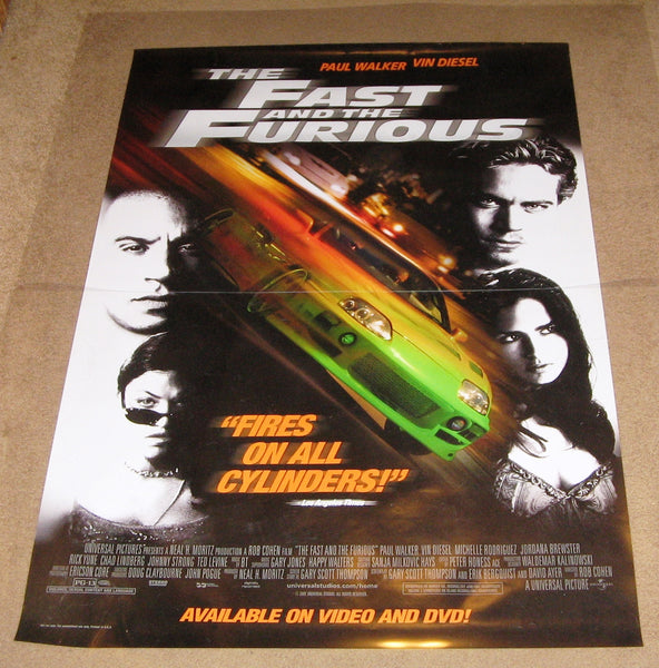 The Fast and The Furious Movie Poster 27x40 Used Rare Johnny Strong, R ...