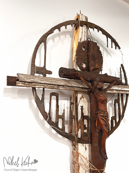 Cross Art Assemblages Created With Found Objects & Collected Trash