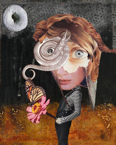 COLLAGE ART - big head girls series - modern collage art