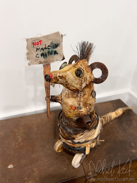 RAT SCULPTURE made of found objects and junk items