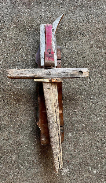 creating crosses and making cross art with old wood, metal and tools