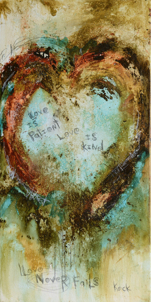 SCRIPTURE ART. Abstract Heart Art Print with 1 CORINTHIANS