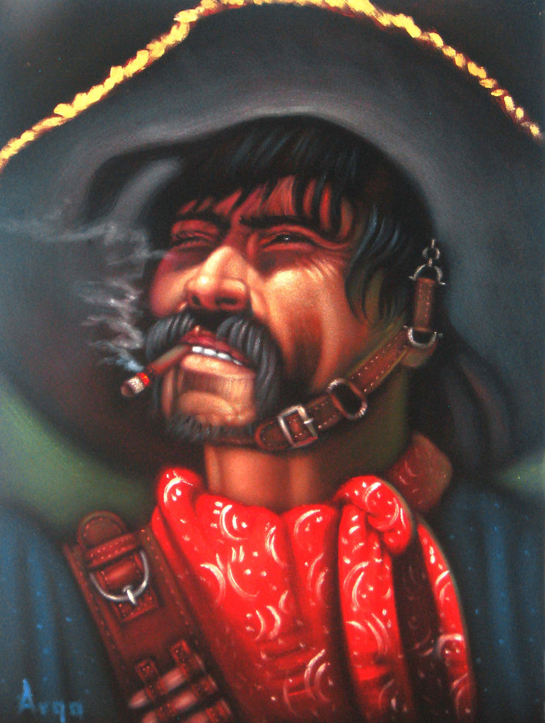 Bandit, Mexican Bandito, Original Oil Painting on Black Velvet by Alfr