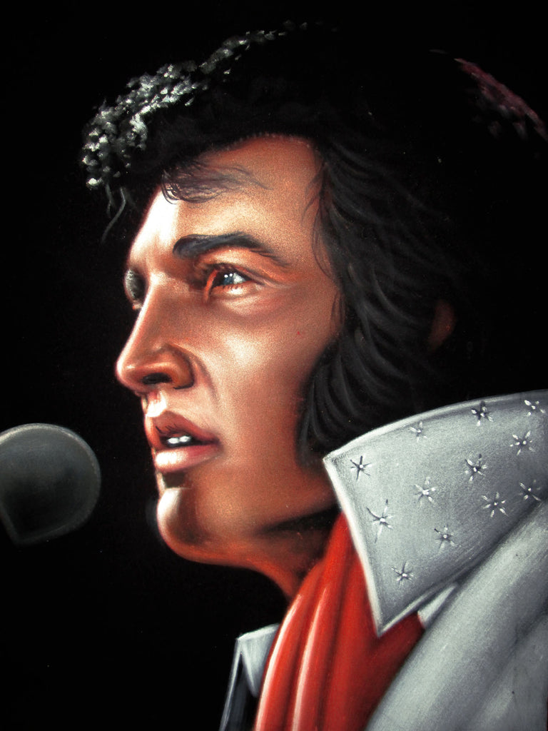 Elvis Presley Portrait , Original Oil Painting on Black ...