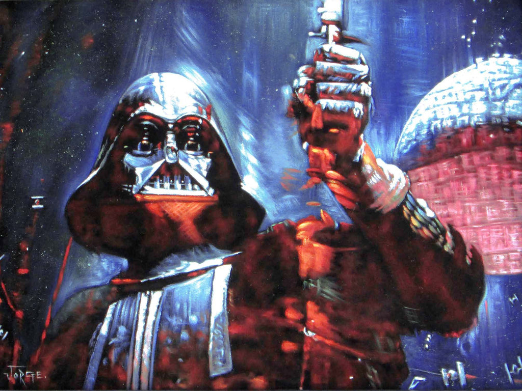 Technologie ijs Kalmerend Darth Vader with Death Star; Star Wars Art ; Original Oil Painting on –  velvetify