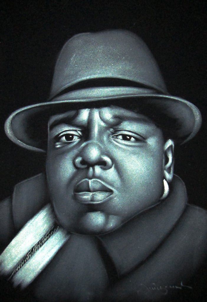 Biggie Smalls portrait; The Notorious B.I.G.; Fedora hat; Original Oil