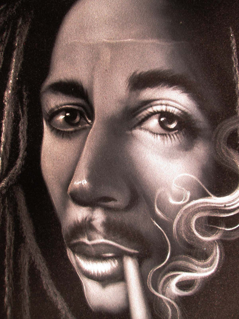 Bob Marley Portrait, Oil Painting Portrait on Black Velvet; Original O ...