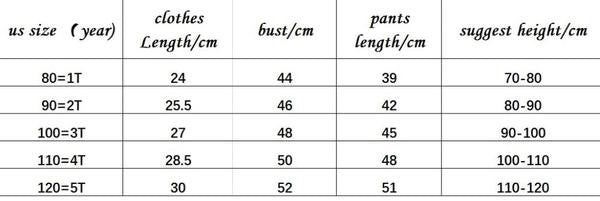 Baby Girl Clothes Size Chart