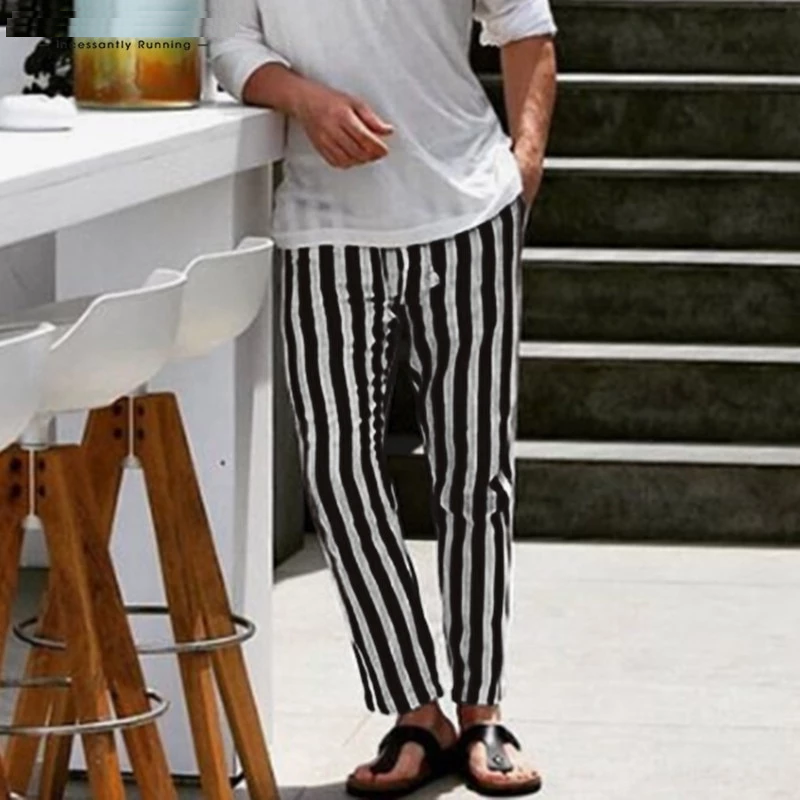 striped casual pants