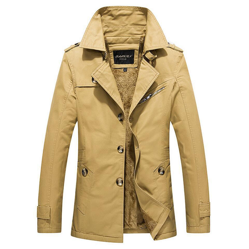 Autumn Winter Men Jackets Slim Fit Business Coats Men’s Windbreaker Pure Color Outwear Casual Men’s Jacket
