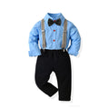 Baby Boys Clothes Set Cotton Long Sleeve Blouse+Suspender Trousers Kids Gentleman Outfits Formal Party Costumes