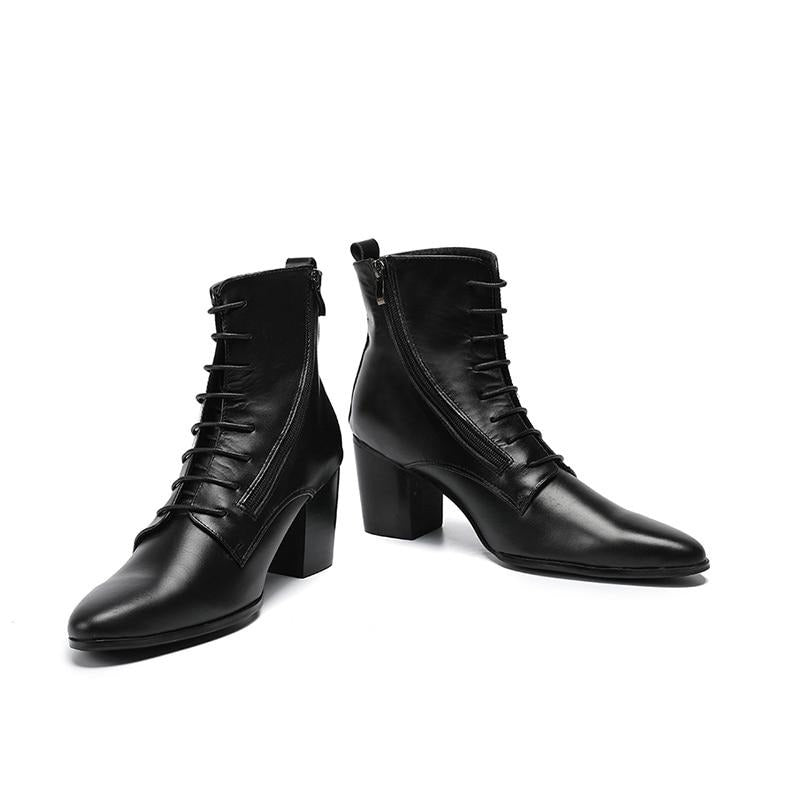 black ankle boots thick heel