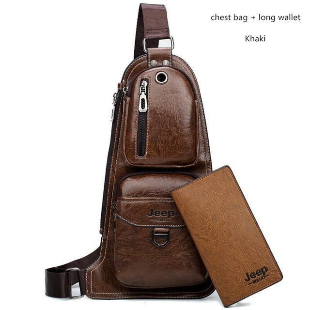 New Men Messenger Bags Hot Crossbody Shoulder Bag Famous Man's Leather Sling Chest Bag Casual