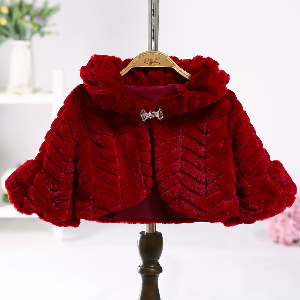 Winter Faux Fur Girls Jackets Baby Coats Clothes Kids Cape Coat
