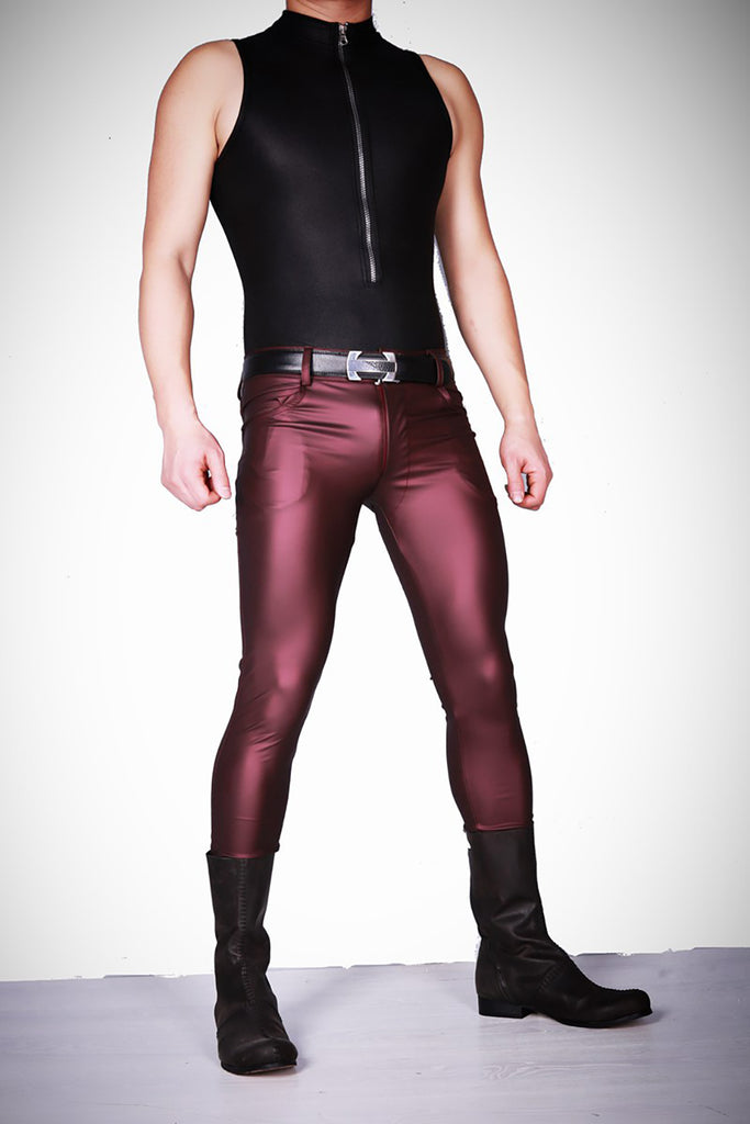 Cool Thin Soft Faux Leather Pants Men's 