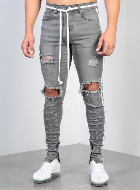 gray ripped jeans
