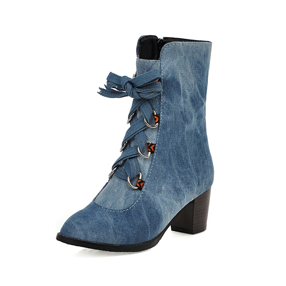 women's denim ankle boots