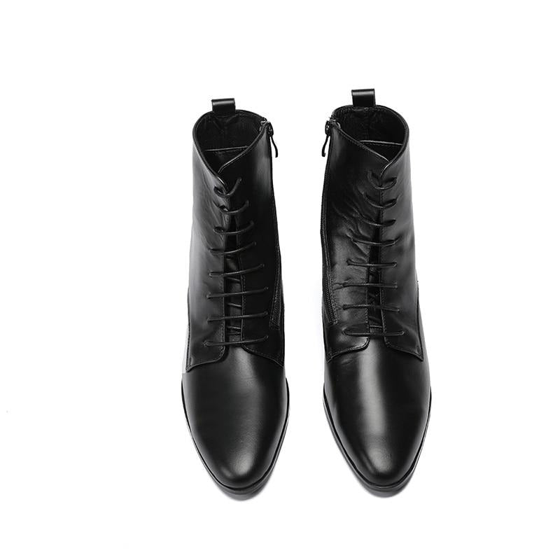 black soft leather ankle boots