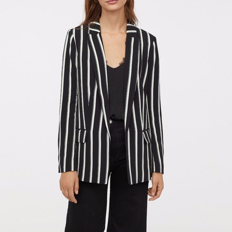 black and white striped ladies trousers