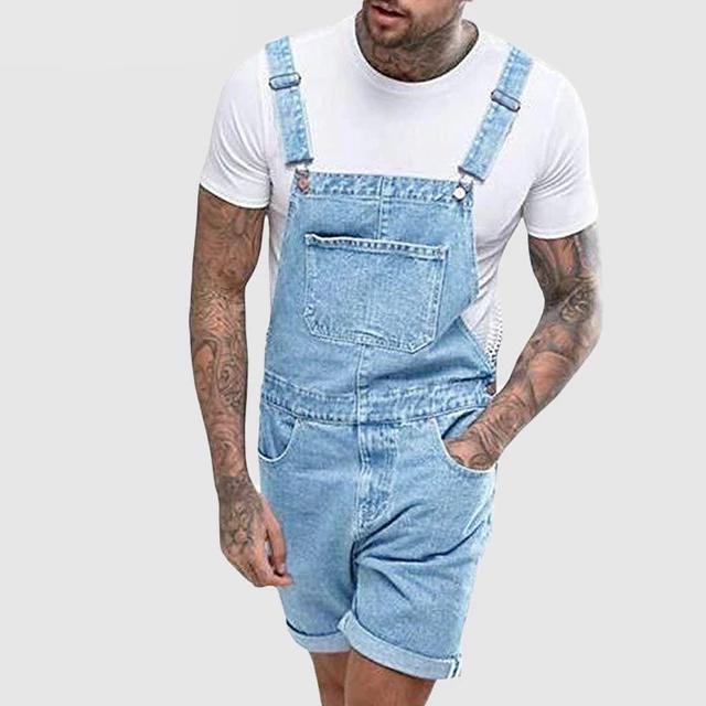 jean short overalls mens