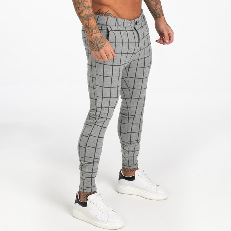 grey plaid skinny pants