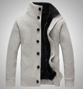 Sweater Men Stand collar pull long sleeve Casual Knitted Sweater Man plus thick Cardigan Sweater