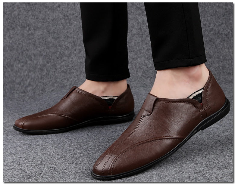 mens leather casual loafers