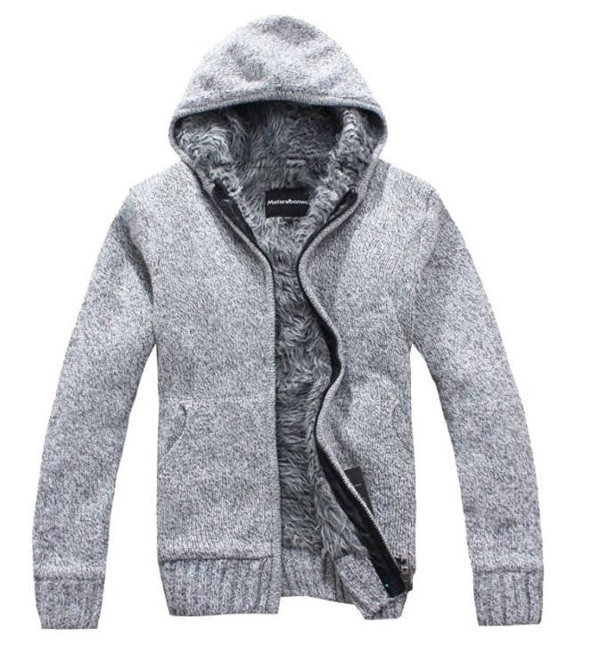 mens knitted hooded cardigan