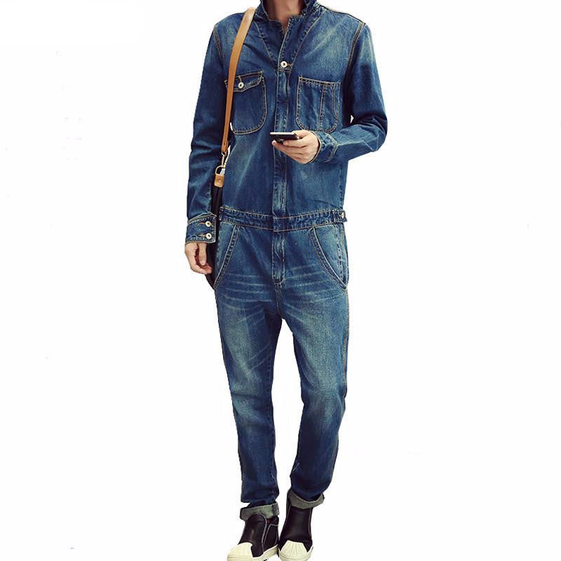 mens blue denim overalls