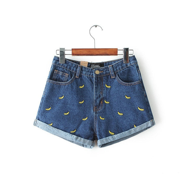 denim shorts with flowers