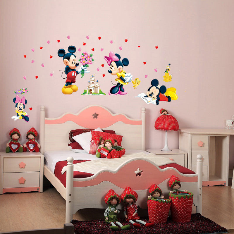 Cartoon Mickey Minnie Mouse Baby Home Decals Wall Stickers For Kids Room Baby Bedroom Wall Art Nursery Amusement Park Diy Poster