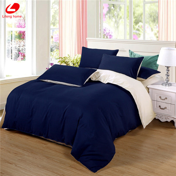 Bedding Set Super King Duvet Cover Set Dark Blue Beige 3 4pcs