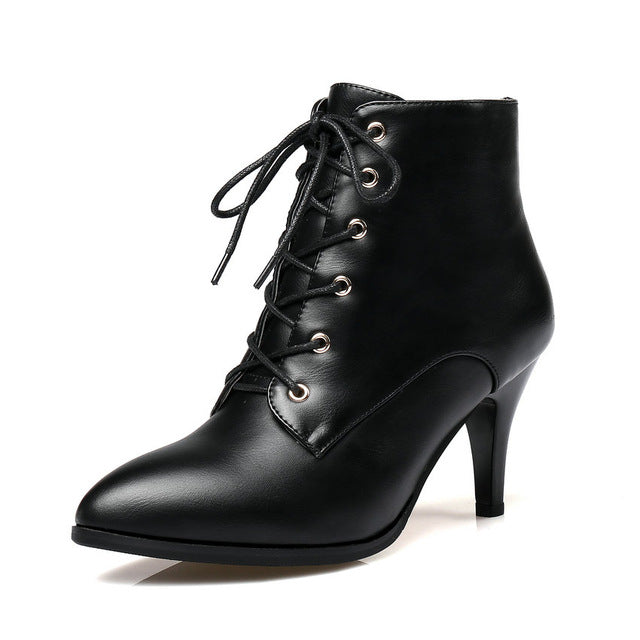 lace up pointed ankle boots