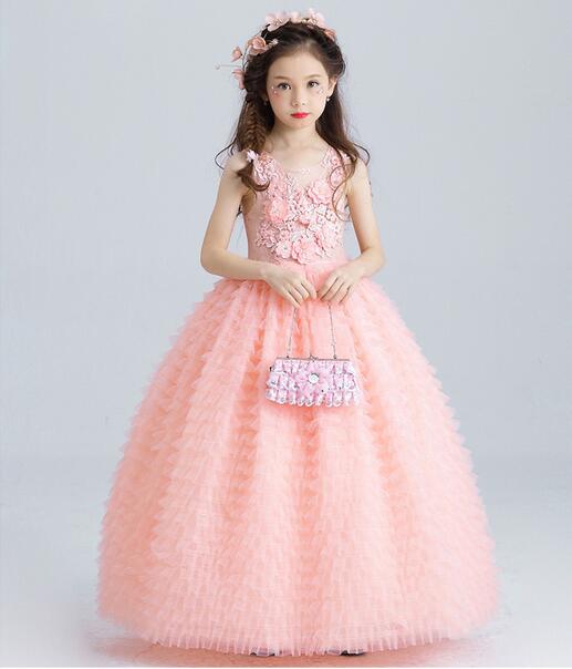 kids pink gown