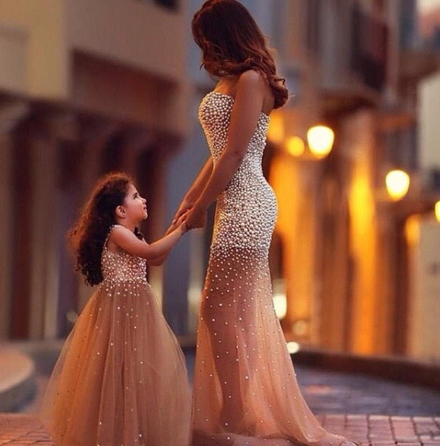 mother and daughter bridesmaid dresses