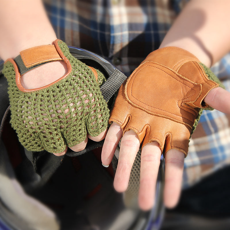men's half finger leather gloves