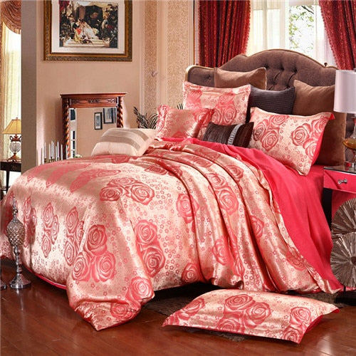 Home Bed Set Jacquard Bedding Set New Super King Bed Linen Set