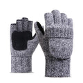 Winter Warm Exposed Finger Mittens Knitted Warm Flip Half Finger Gloves Men Women Wool Work Thick Male Fingerless Gloves