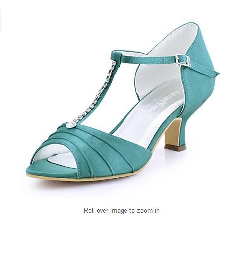 teal wedding shoes low heel