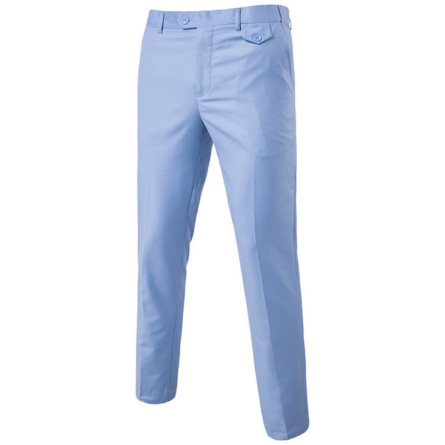 business casual men blue pants