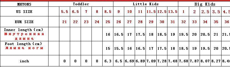 girls to boys shoe size