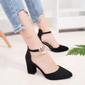 Shoes High Heels Boat Shoes Wedding Shoes tenis feminino  Summer Women Shoes Pointed Toe Pumps Side with Pearl 7.5CM