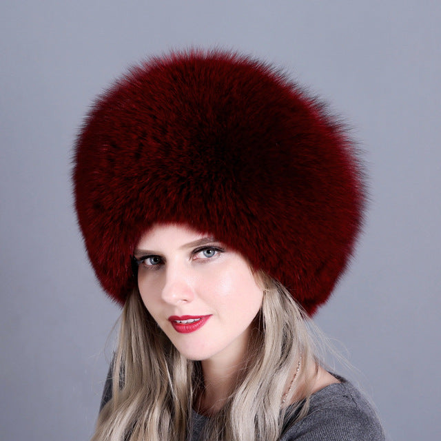 white fox fur hat