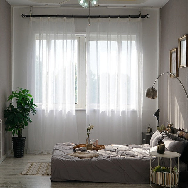 Elka Solid White Tulle Sheer Window Curtains For Living Room The Bedroom Modern Tulle Organza Voile Curtains Cheap Curtains Door