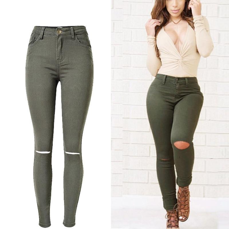 ripped olive green jeans
