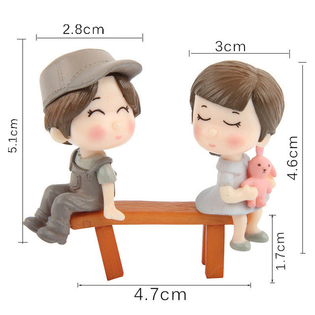 1set Sweety Lovers Couple Chair Figurines Miniatures Fairy Garden